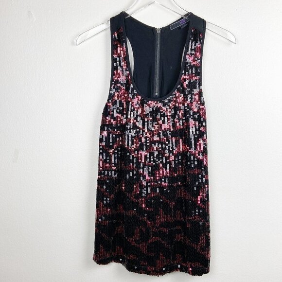 Y2K Forever 21 | Black Red Sequin Racerback Tank Sleeveless - Picture 1 of 6